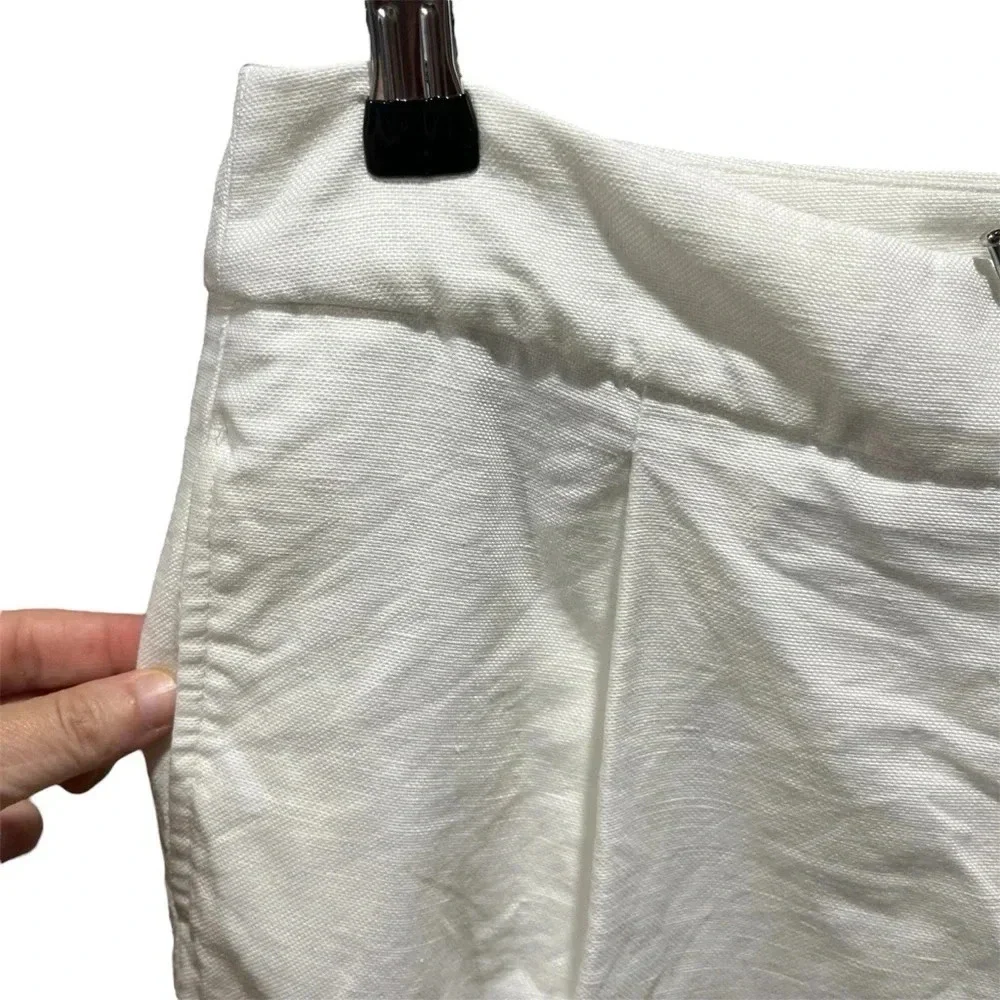 J CREW ~ White 100% Linen Suit Pants Pleated Lined Size 4